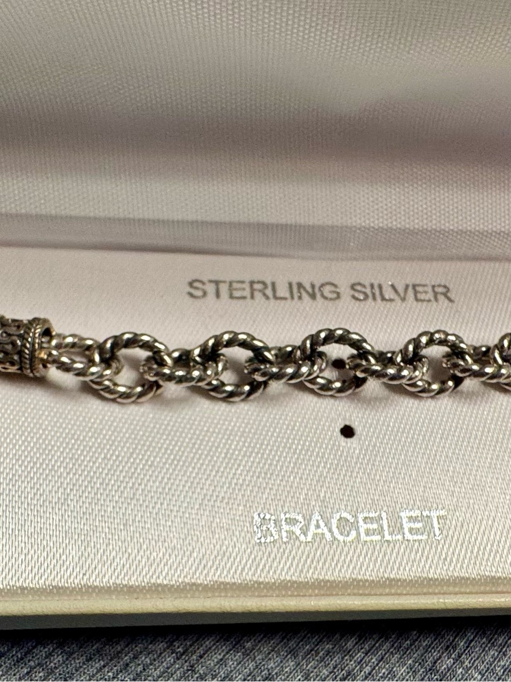 Sterling Silver Twisted Link Bracelet - Silver
